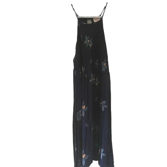 Mossimo Womens Size Medium Navy Blue Floral Sleeveless Sundress Rayon Keyhole - Picture 3 of 5